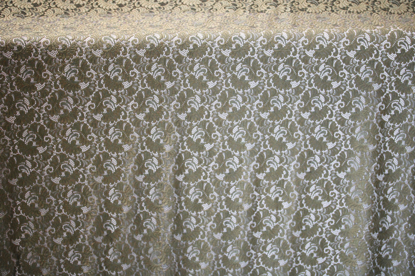 EMBROIDERED 3D FLORAL LACE ULTRA SOFT FABRIC OLIVE GREEN 60" WIDE BY THE YARD