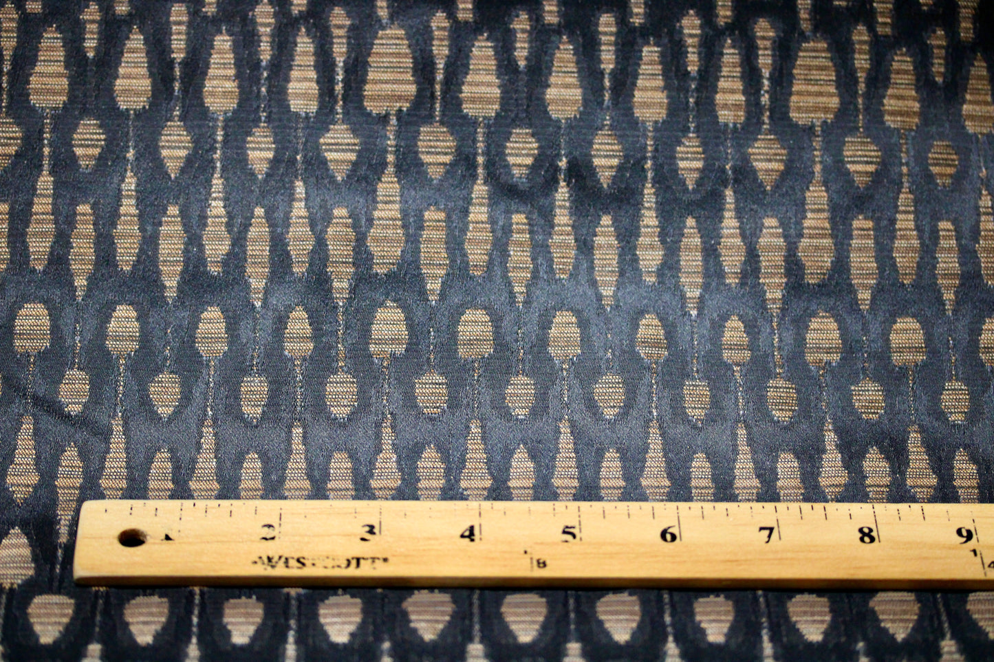 GOLDEN DROPS OVER BLACK UPHOLSTERY FABRIC 55" WIDE WATER & STAIN REPELLENT BY THE YARD