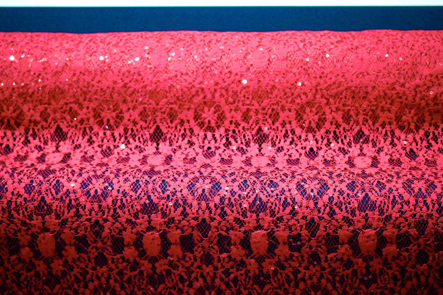 EMBROIDERED FLORAL LACE FABRIC WITH BEAD SPARKLE RED 52" WIDE BY THE YARD
