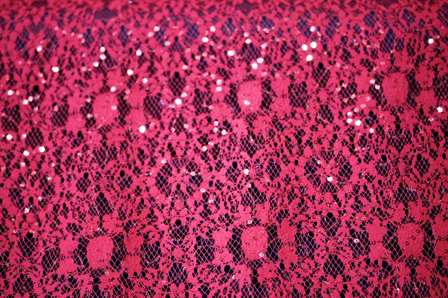 EMBROIDERED FLORAL LACE FABRIC WITH BEAD SPARKLE RED 52" WIDE BY THE YARD