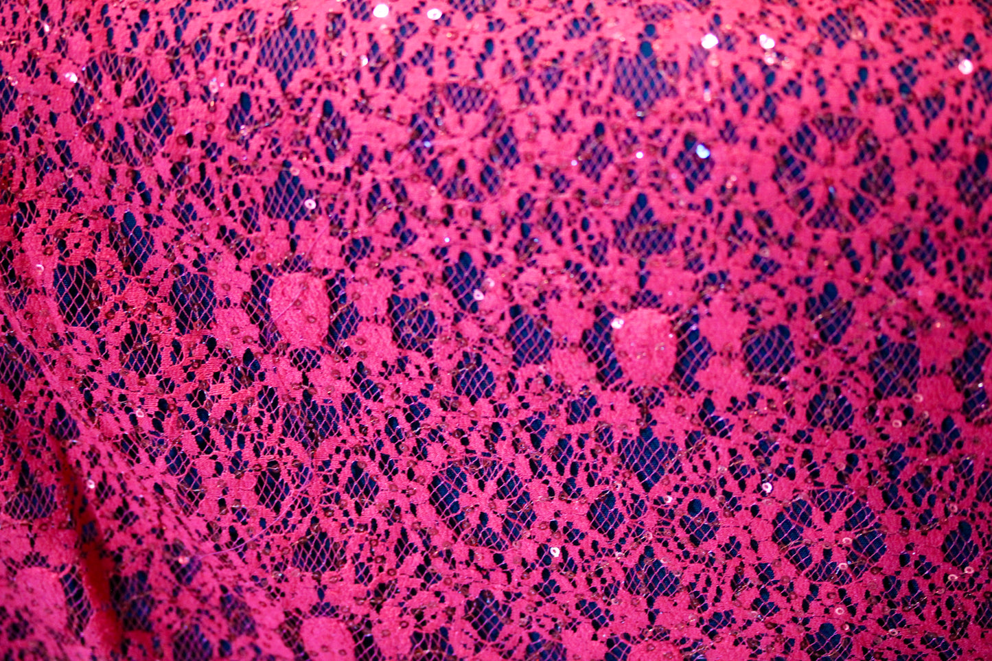 EMBROIDERED FLORAL LACE FABRIC WITH BEAD SPARKLE RED 52" WIDE BY THE YARD