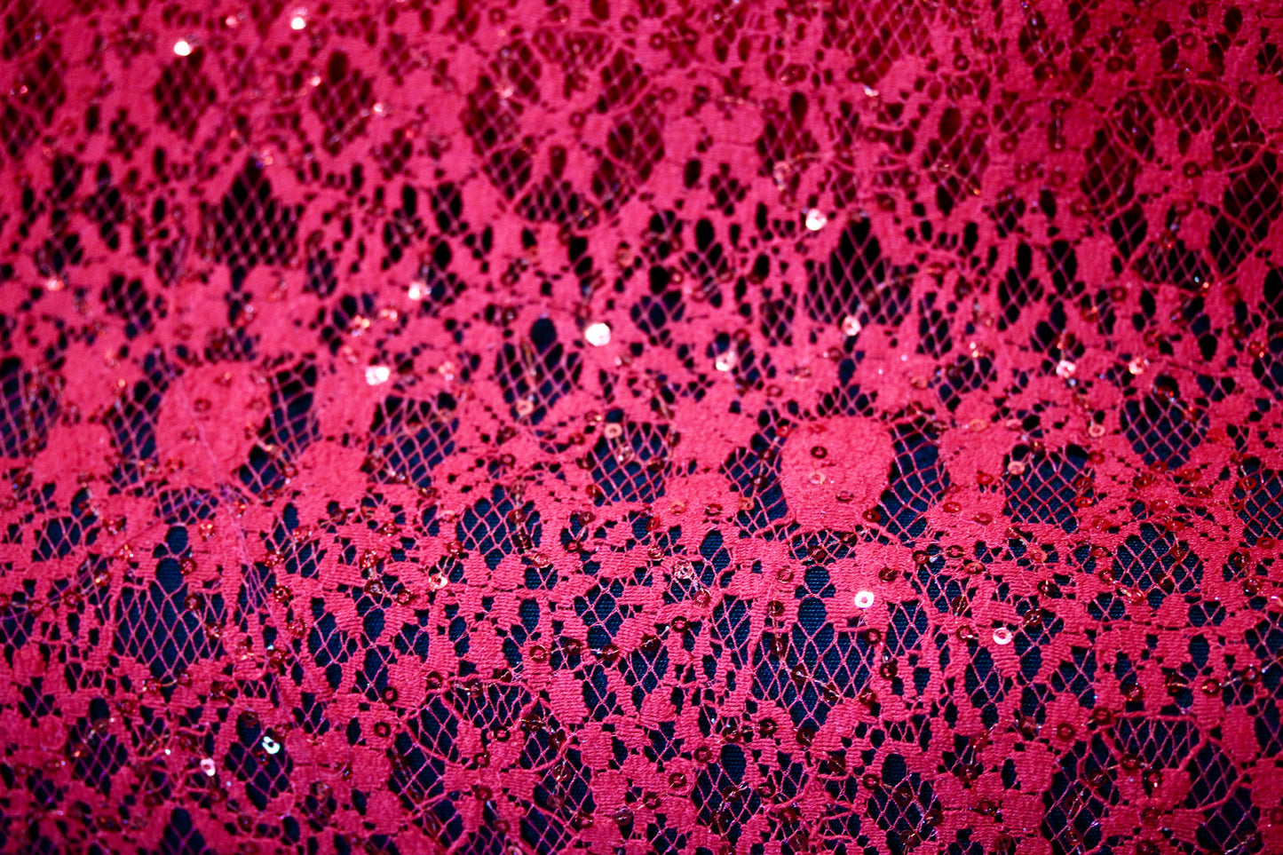 EMBROIDERED FLORAL LACE FABRIC WITH BEAD SPARKLE RED 52" WIDE BY THE YARD