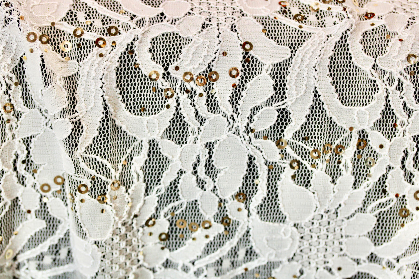 EMBROIDERED FLORAL LACE FABRIC WITH BEAD SPARKLE SOFT WHITE 56" WIDE BY THE YARD