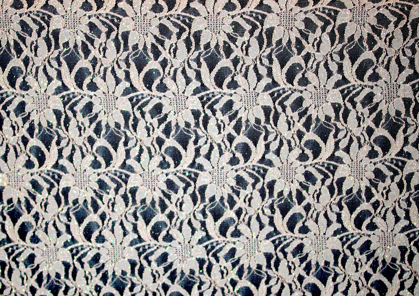 EMBROIDERED FLORAL LACE FABRIC WITH BEAD SPARKLE LIGHT PEACH 55" WIDE BY THE YARD