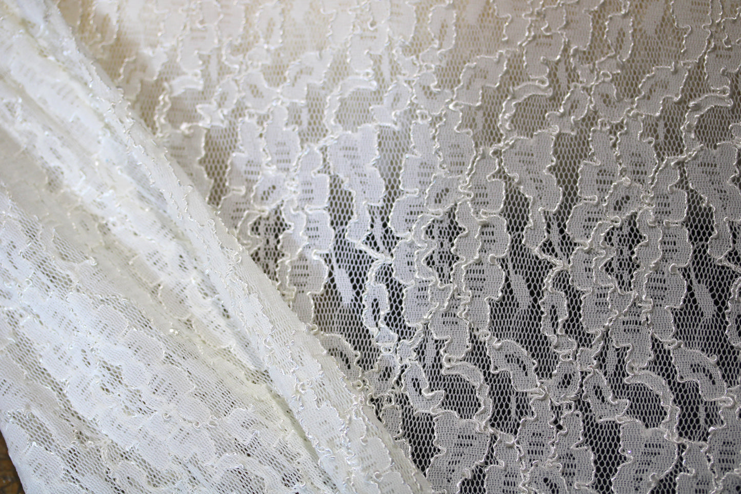 EMBROIDERED 3D FLORAL LACE ULTRA SOFT FABRIC CREAM 65" WIDE BY THE YARD