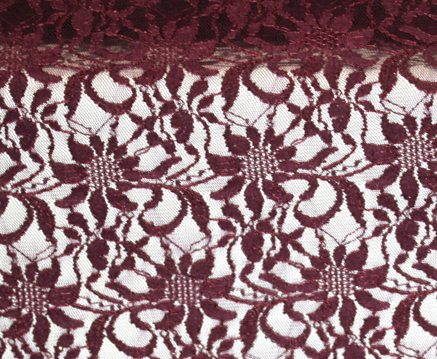 EMBROIDERED 3D FLORAL LACE ULTRA SOFT FABRIC BURGUNDY 59" WIDE BY THE YARD