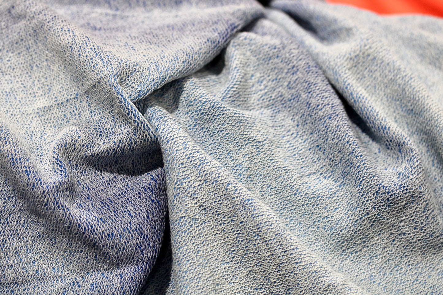 FRENCH TERRY KNIT FABRIC 100% COTTON 72" WIDE TUBULAR WASHED BLUE 9 OZS BY THE YARD