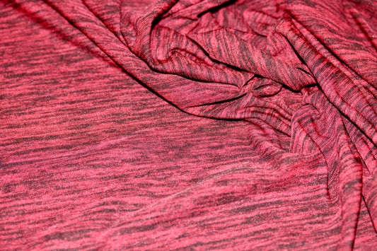 JERSEY KNIT FABRIC HEATHER RED ATHLETIC MOISTURE WICKING 100% POLYESTER 60" WIDE BY THE YARD