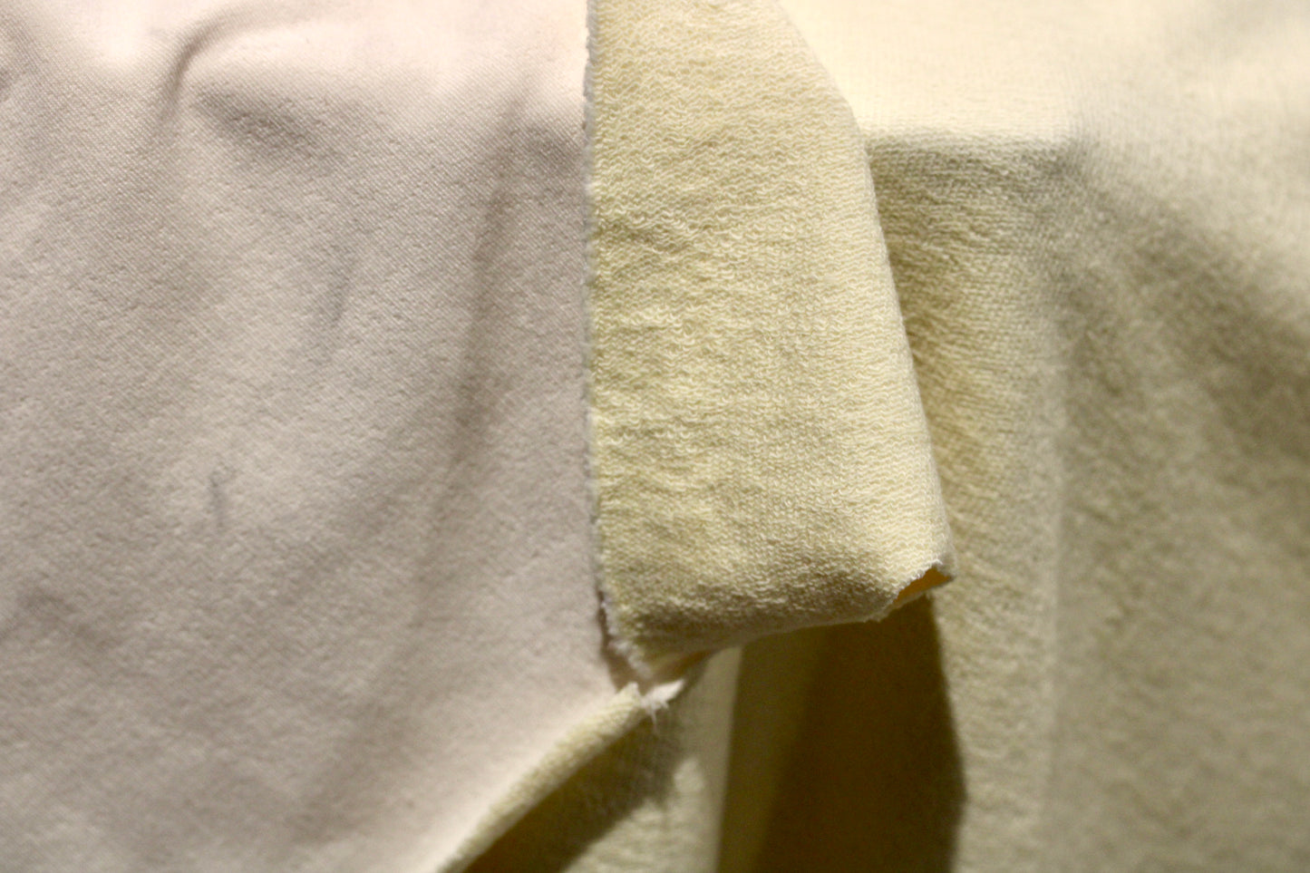 FRENCH TERRY KNIT 2 WAY SPANDEX FABRIC 60" WIDE LIGHT YELLOW 9 OZS. BY THE YARD