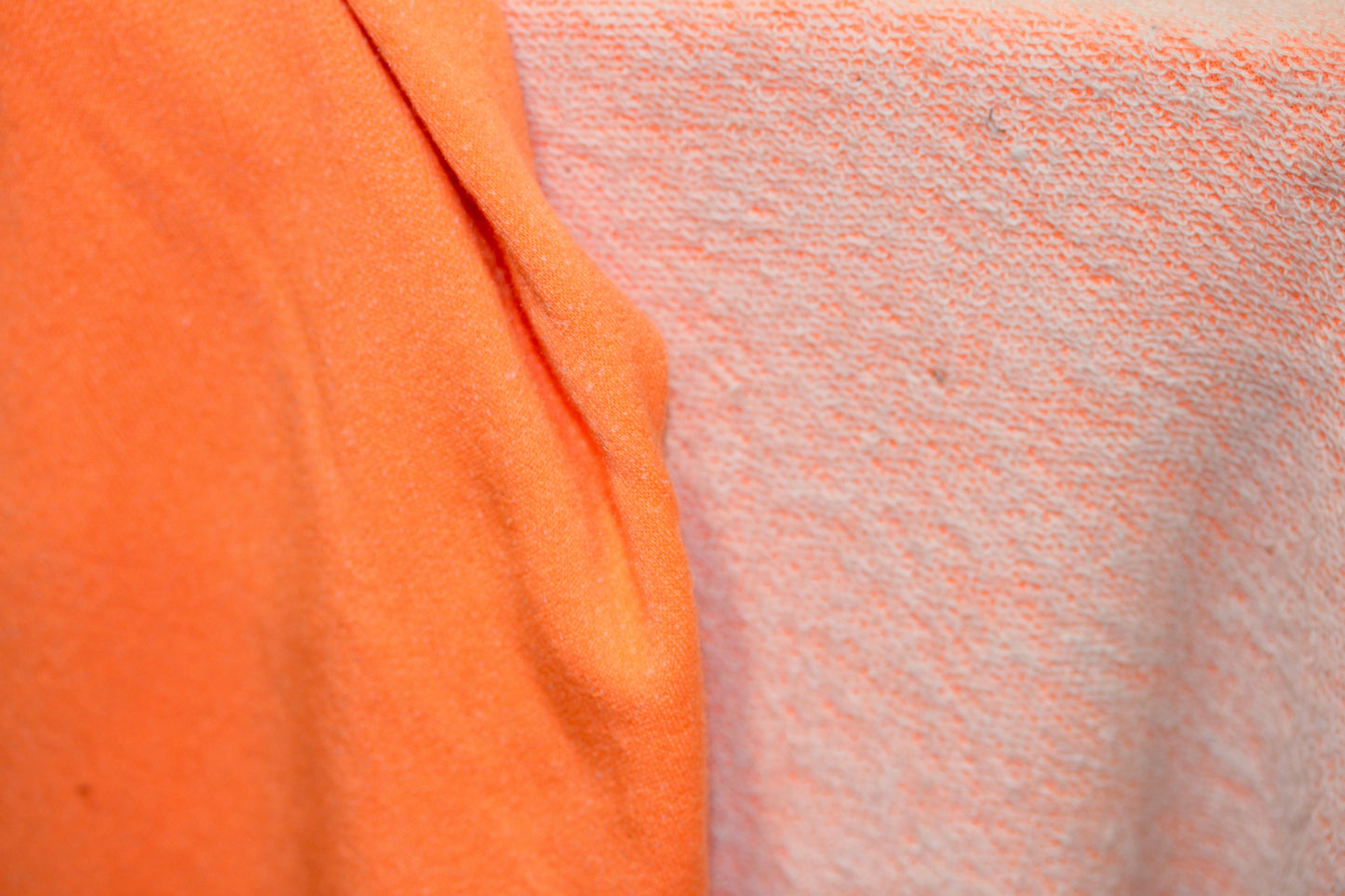 FRENCH TERRY KNIT 2 WAY SPANDEX FABRIC 60" WIDE NEON ORANGE 9 OZS. BY THE YARD
