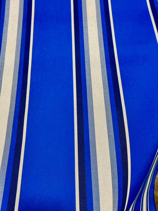 SUNBRELLA SHADE OUTDOOR WATERPROOF FABRIC PACIFIC BLUE FANCY 4755-0000 STRIPED 47" BY THE YARD