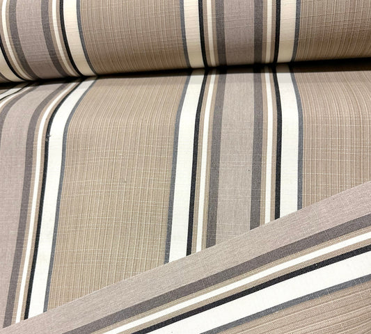 SUNBRELLA MAYFIELD OUTDOOR WATERPROOF FABRIC EMBLEM BEIGE STRIPED 4837 47" WIDE BY THE YARD