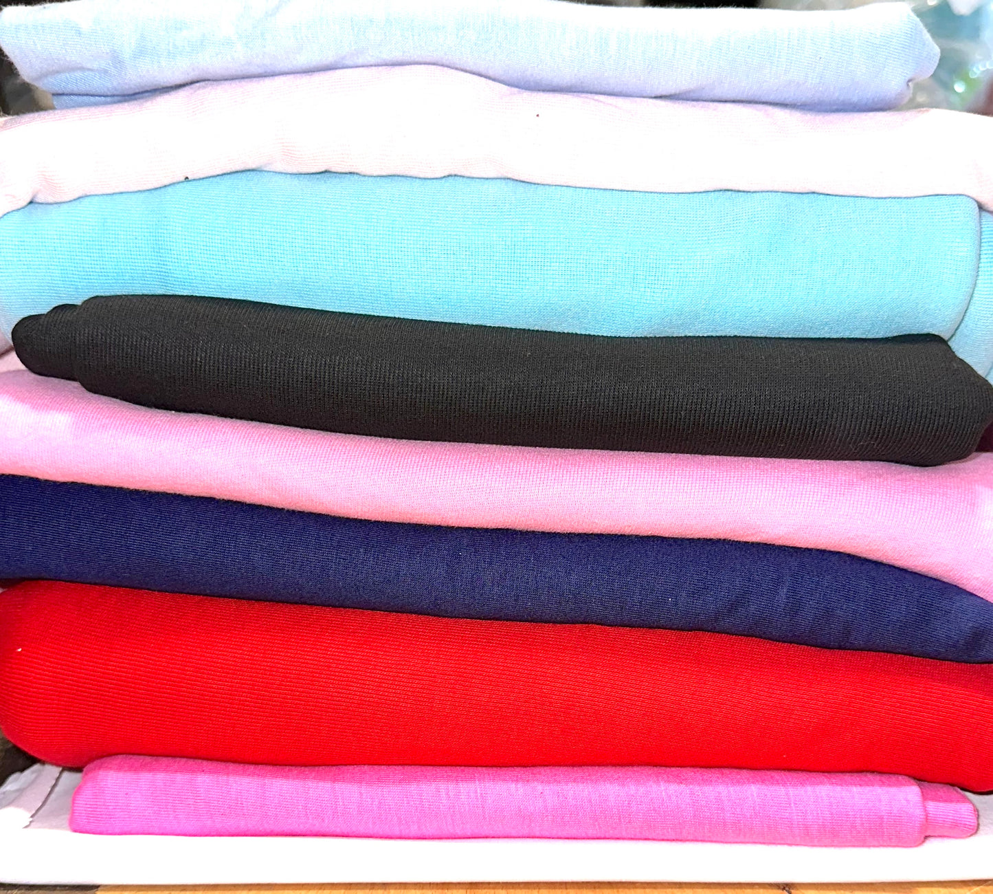 20 YDS JERSEY KNIT 100% ORGANIC COTTON FABRIC 8.2OZS 72" MIXED COLORS IRREGULAR