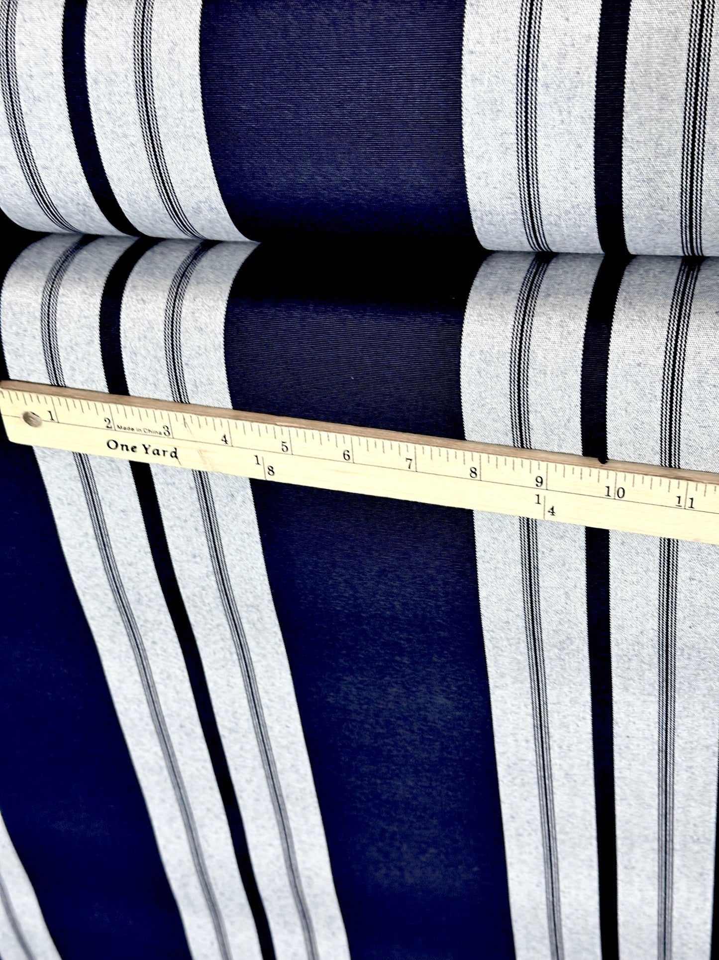 SUNBRELLA SHADE FABRIC CAPTAIN NAVY NATURAL CLASSIC 4902 MARINE 47" WIDE BY YARD