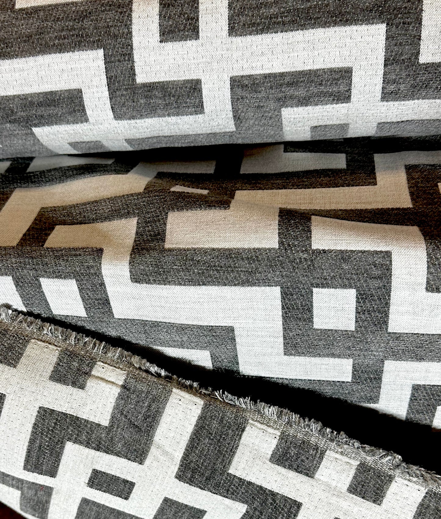 ETHAN ALLEN UPHOLSTERY 3D VELVET CANVAS CHARCOAL & GREY FABRIC 58" WIDE BY YARD
