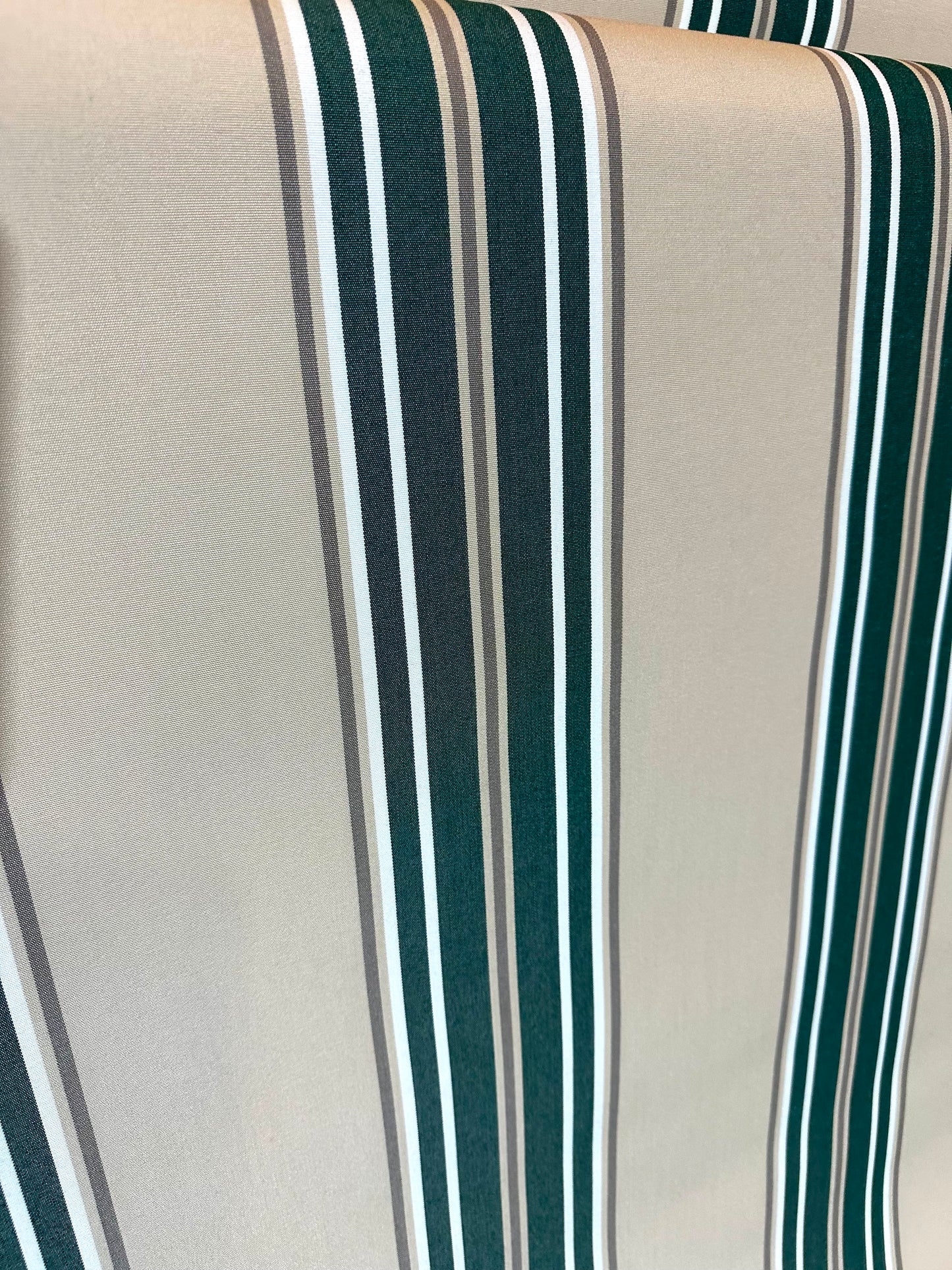 SUNBRELLA SHADE OUTDOOR WATERPROOF FABRIC 4932-0000 FANCY STRIPED FOREST GREEN BEIGE NATURAL 47" WIDE BY THE YARD