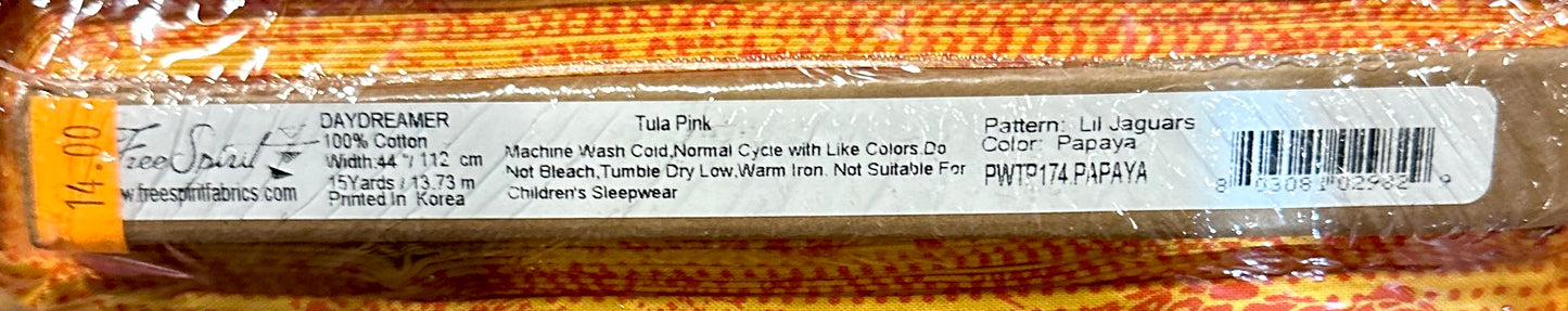 LIL JAGUARS CLOUDS DAYDREAMER COTTON QUILT CRAFT FABRIC 45" WIDE PAPAYA BY YARD