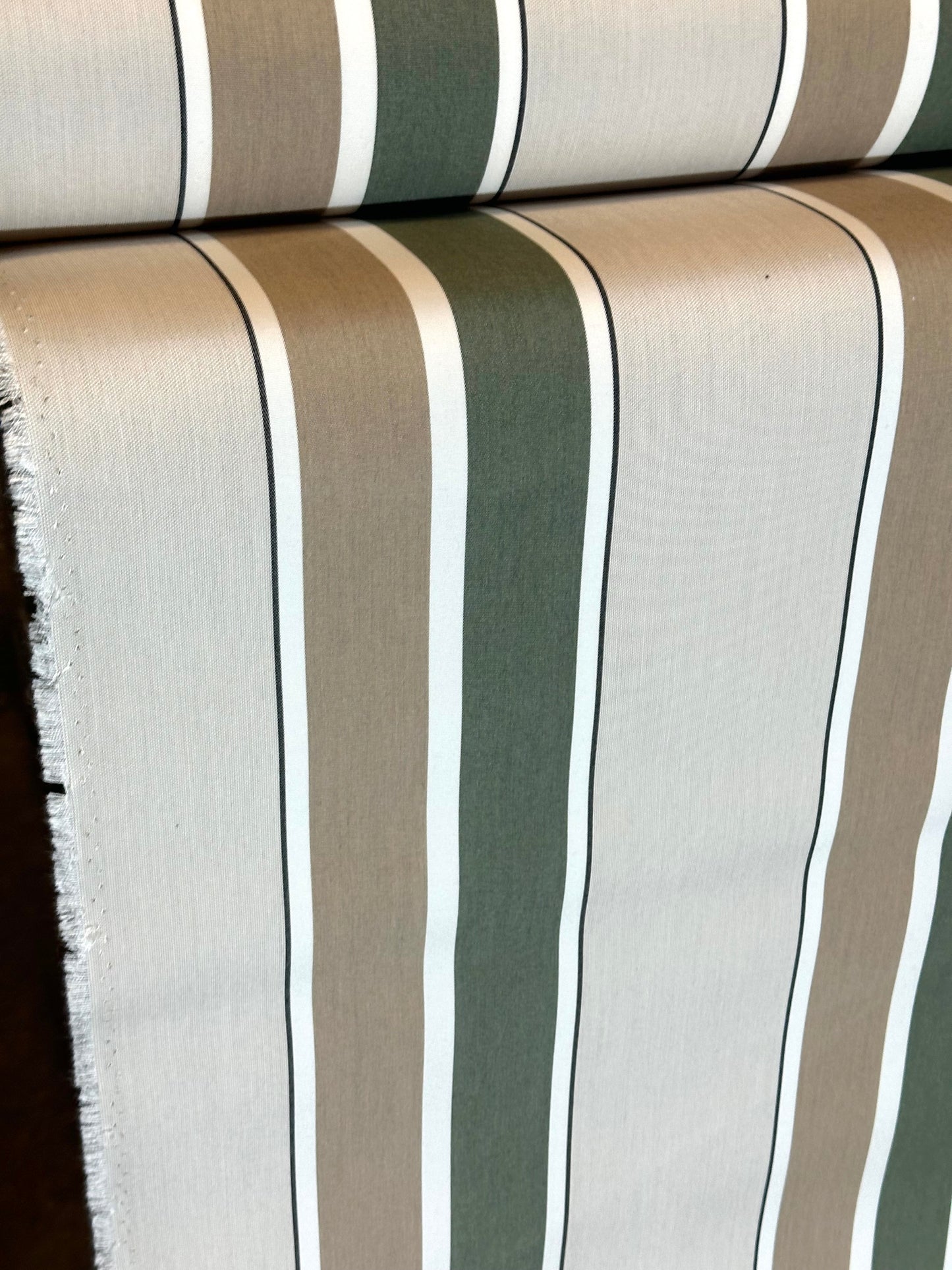 SUNBRELLA SHADE WATERPROOF FABRIC FERN HEATHER BEIGE BLOCK STRIPE 4959 47" BY YD