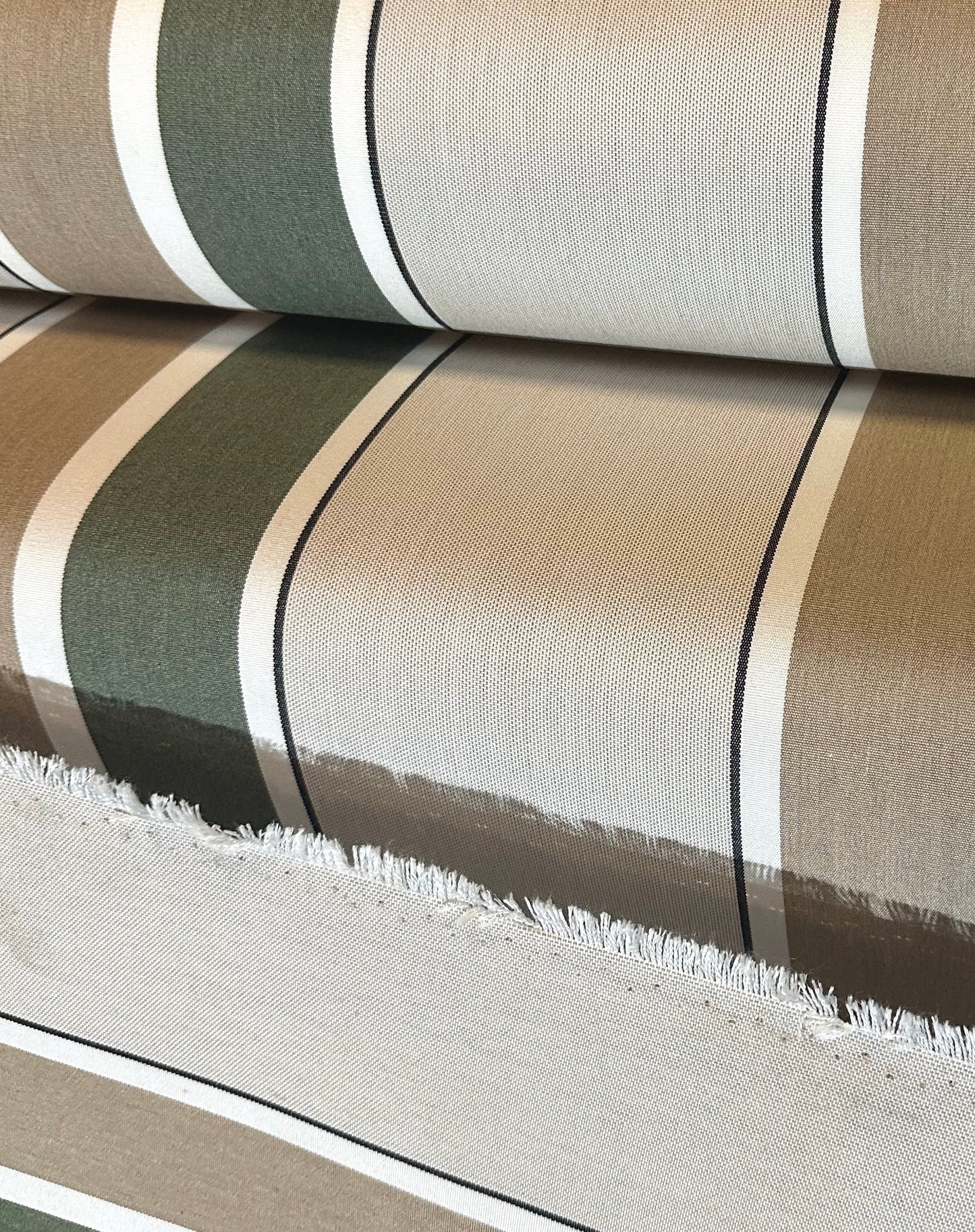 SUNBRELLA SHADE WATERPROOF FABRIC FERN HEATHER BEIGE BLOCK STRIPE 4959 47" BY YD