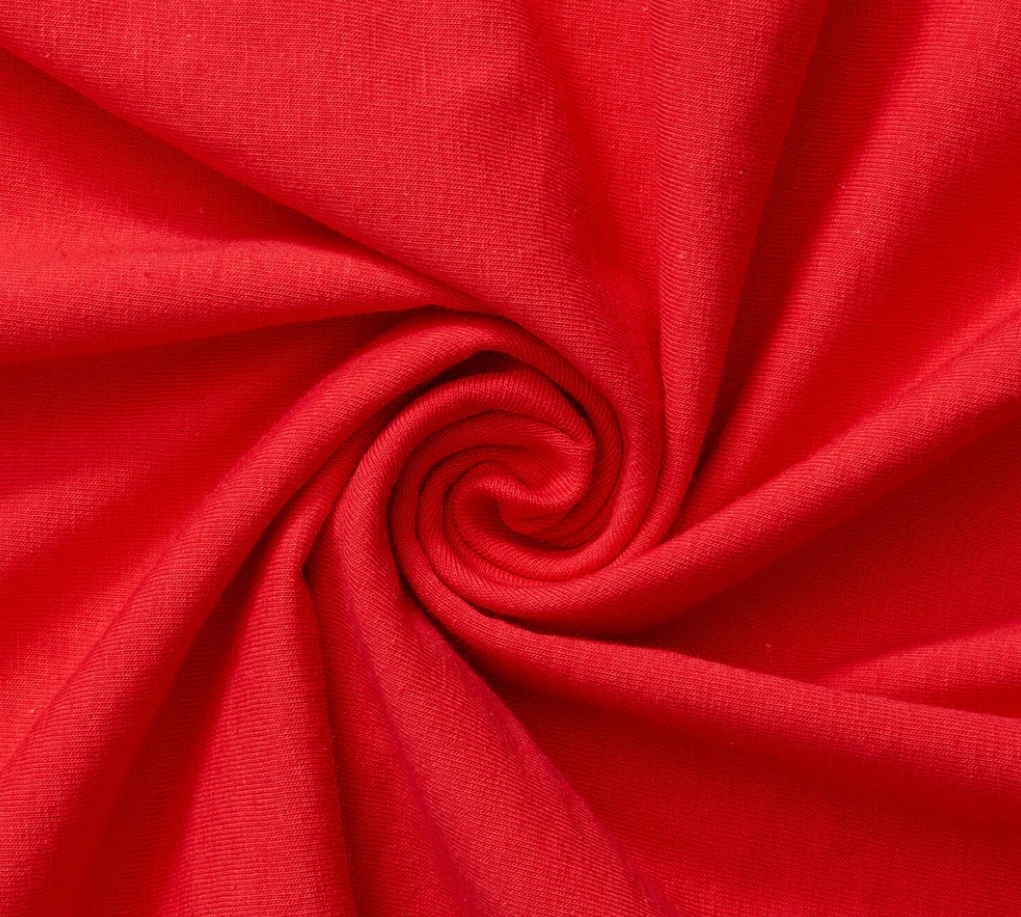 JERSEY KNIT 100% ORGANIC COTTON FABRIC 8.2 OZS. 72" WIDE COLOR DEEP RED