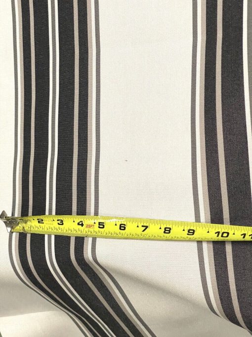 SUNBRELLA SHADE OUTDOOR WATERPROOF FABRIC FANCY STRIPED GREY BLACK 46"