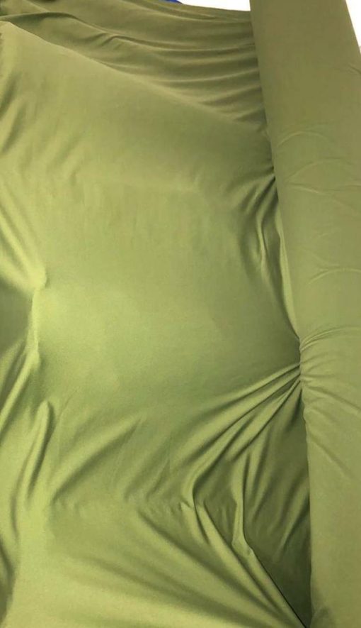 BTY SHINY OLIVE GREEN SATIN 4 WAY STRETCH LYCRA FABRIC SWIMSUIT LINGERIE