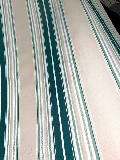 SUNBRELLA SHADE OUTDOOR WATERPROOF FABRIC FANCY STRIPED FOREST BEIGE 46"