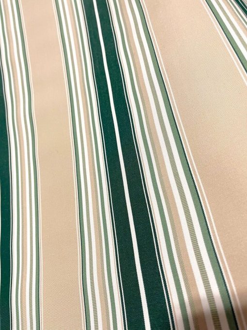 SUNBRELLA SHADE OUTDOOR WATERPROOF FABRIC 4932-0000 FANCY STRIPED FOREST GREEN BEIGE NATURAL 47" WIDE BY THE YARD