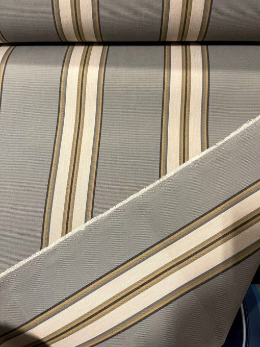 20 YARDS SUNBRELLA SHADE OUTDOOR WATERPROOF FABRIC PRESTON STONE STRIPED 4768-0000 47" WIDE