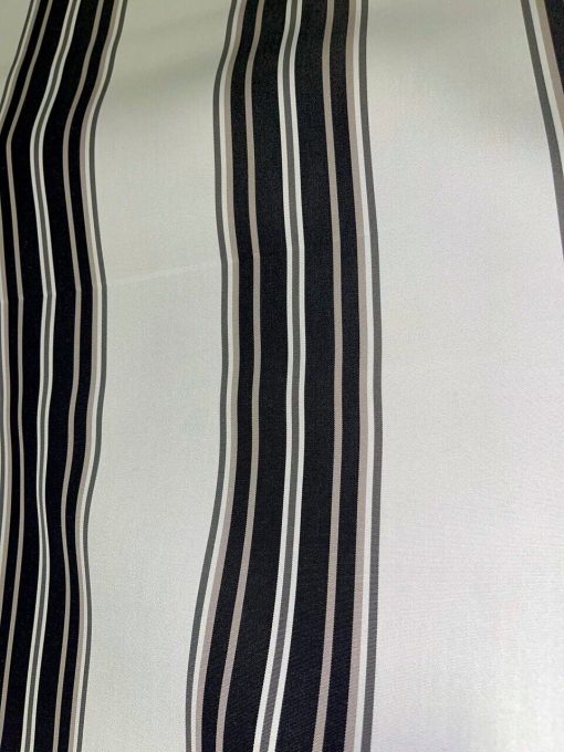 SUNBRELLA SHADE OUTDOOR WATERPROOF FABRIC FANCY STRIPED GREY BLACK 46"