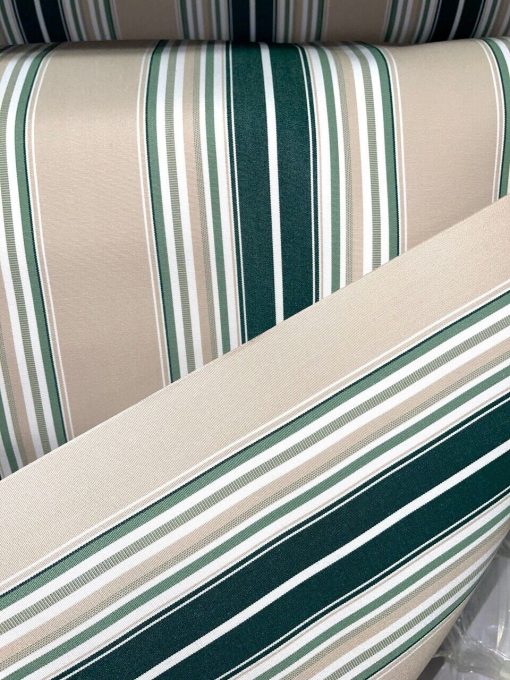 SUNBRELLA SHADE OUTDOOR WATERPROOF FABRIC FANCY STRIPED FOREST BEIGE 46"