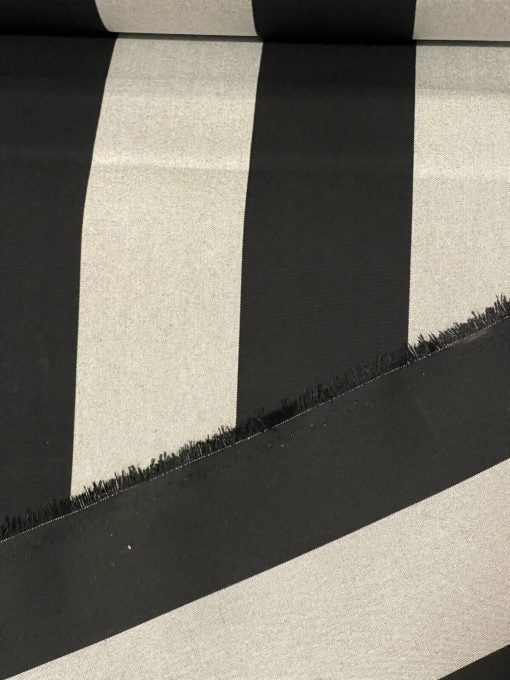 SUNBRELLA SHADE FABRIC AWNING BEAUFORT BLACK/GRAY 6 BAR 5704 STRIPED WATERPROOF 47" WIDE BY THE YARD