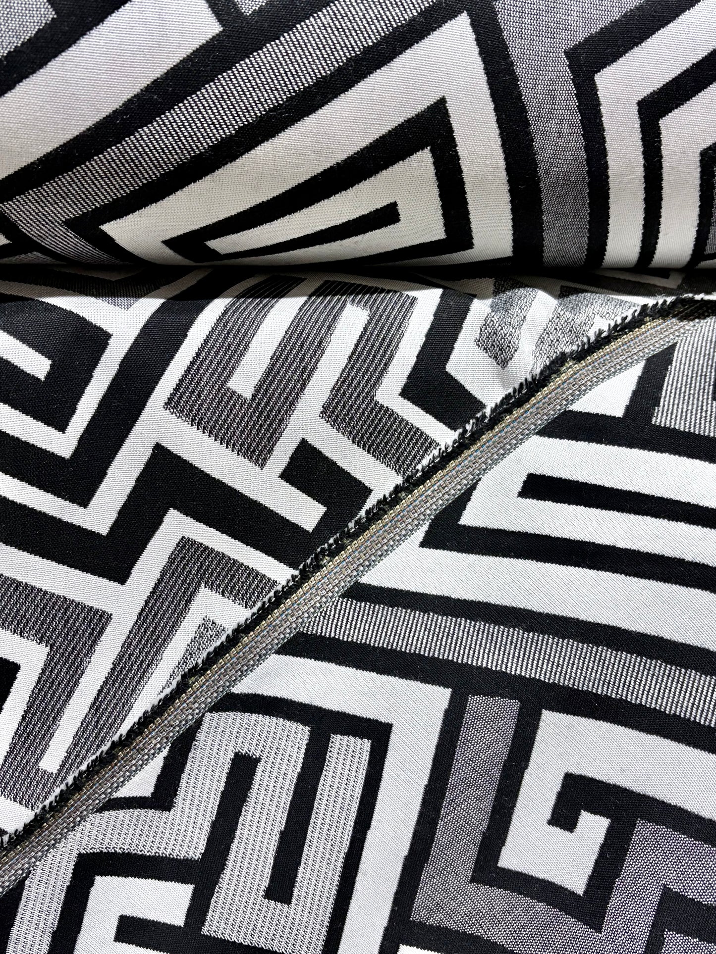 SUNBRELLA BY MILLIKEN BLACK LABERYNTH UPHOLSTERY FABRIC WATER REPELLENT 54" WIDE