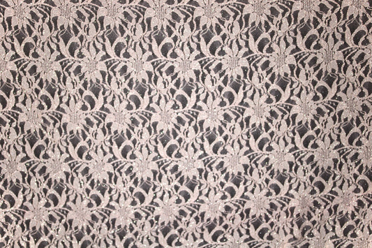 EMBROIDERED FLORAL LACE FABRIC WITH BEAD SPARKLE LIGHT PEACH 55" WIDE BY THE YARD