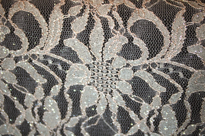 EMBROIDERED FLORAL LACE FABRIC WITH BEAD SPARKLE LIGHT PEACH 55" WIDE BY THE YARD