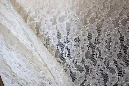 EMBROIDERED 3D FLORAL LACE ULTRA SOFT FABRIC CREAM 65" WIDE BY THE YARD