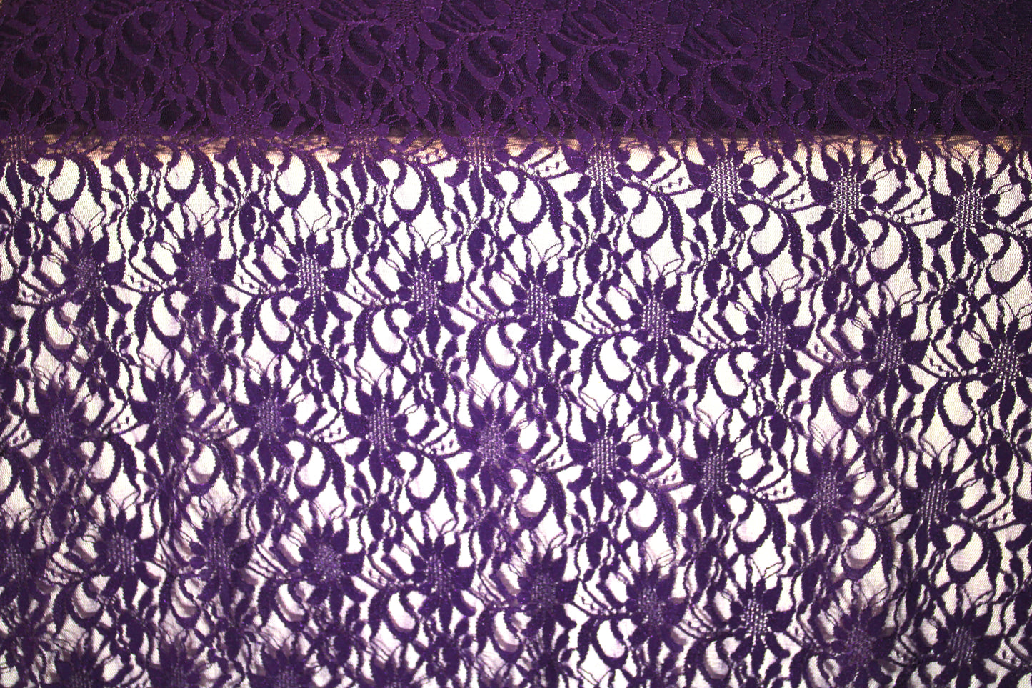 EMBROIDERED 3D FLORAL LACE ULTRA SOFT FABRIC PURPLE 55" WIDE BY THE YARD