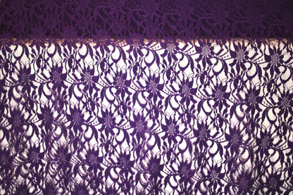 EMBROIDERED 3D FLORAL LACE ULTRA SOFT FABRIC PURPLE 55" WIDE BY THE YARD