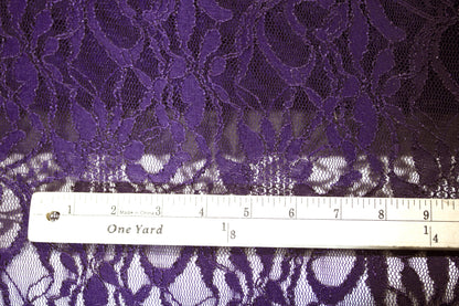 EMBROIDERED 3D FLORAL LACE ULTRA SOFT FABRIC PURPLE 55" WIDE BY THE YARD