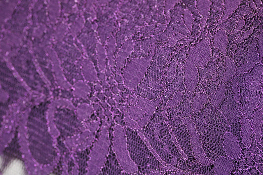 EMBROIDERED 3D FLORAL LACE ULTRA SOFT FABRIC PURPLE 55" WIDE BY THE YARD