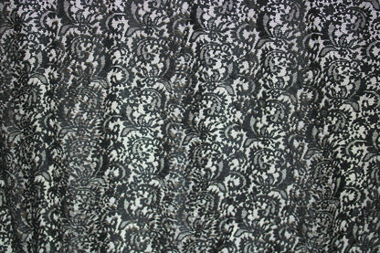 EMBROIDERED 3D FLORAL LACE ULTRA SOFT FABRIC BLACK 55" WIDE BY THE YARD