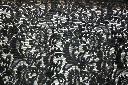 EMBROIDERED 3D FLORAL LACE ULTRA SOFT FABRIC BLACK 55" WIDE BY THE YARD