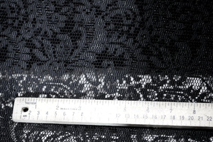 EMBROIDERED 3D FLORAL LACE ULTRA SOFT FABRIC BLACK 55" WIDE BY THE YARD