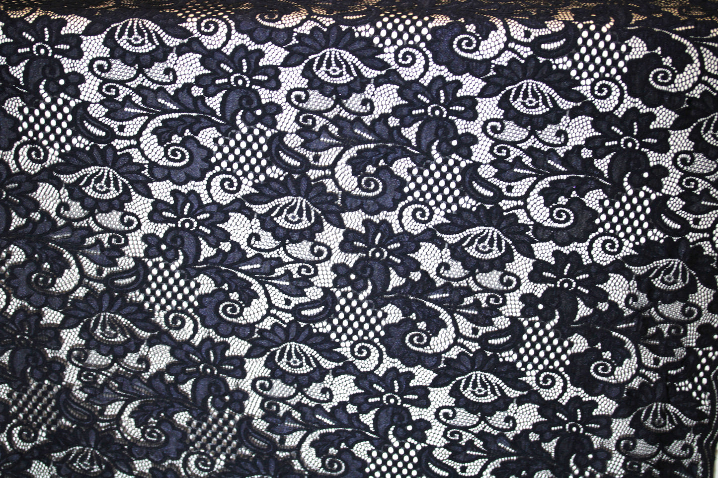 EMBROIDERED 3D FLORAL LACE ULTRA SOFT FABRIC DEEP NAVY BLUE 55" WIDE BY THE YARD
