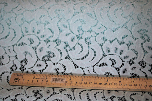 EMBROIDERED 3D FLORAL LACE ULTRA SOFT FABRIC AQUA GREEN 57" WIDE BY THE YARD