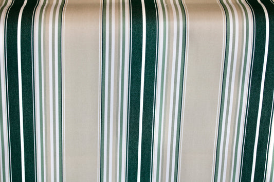 SUNBRELLA SHADE OUTDOOR WATERPROOF FABRIC 4932-0001 FANCY STRIPED FOREST GREEN BEIGE FANCY 47" WIDE BY THE YARD