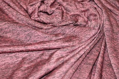 JERSEY KNIT FABRIC HEATHER WINE ATHLETIC MOISTURE WICKING 100% POLYESTER 60" WIDE BY THE YARD