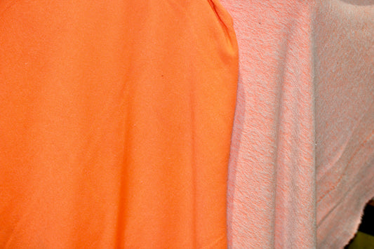 FRENCH TERRY KNIT 2 WAY SPANDEX FABRIC 60" WIDE NEON ORANGE 9 OZS. BY THE YARD