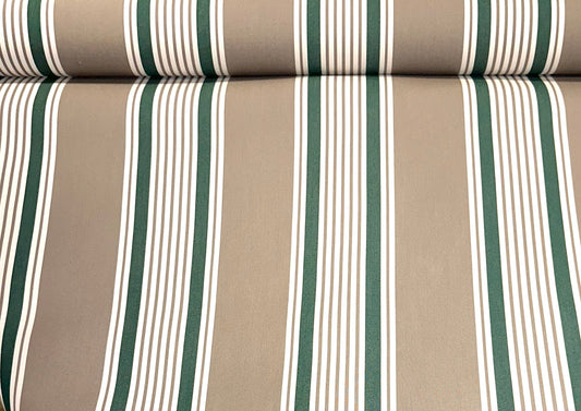 SUNBRELLA SHADE OUTDOOR WATERPROOF FABRIC TAUPE 5 BAR STRIPED 4907-0000 47" BY THE YARD