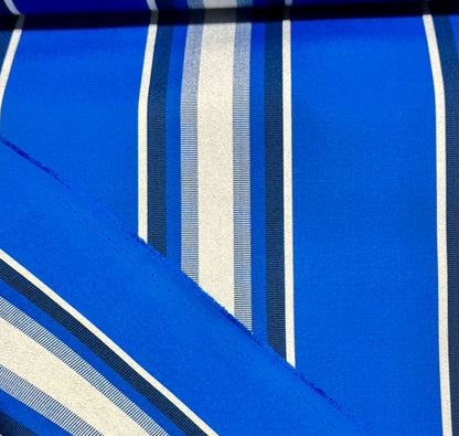 SUNBRELLA SHADE OUTDOOR WATERPROOF FABRIC PACIFIC BLUE FANCY 4755-0000 STRIPED 47" BY THE YARD